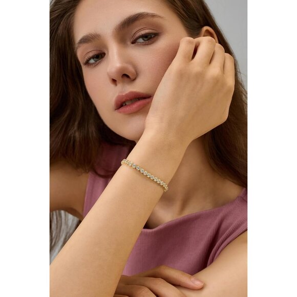 Baroness 3mm 14K Gold Filled Tennis Bracelet for Women with Cubic Zirconia, Styl - Picture 5 of 7